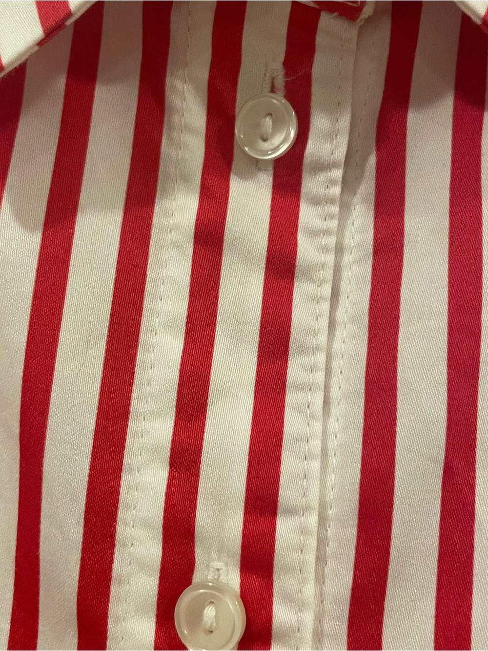 H&M Red and White Vertical Stripe Button-Down Shirt oversized - Picture 4 of 7